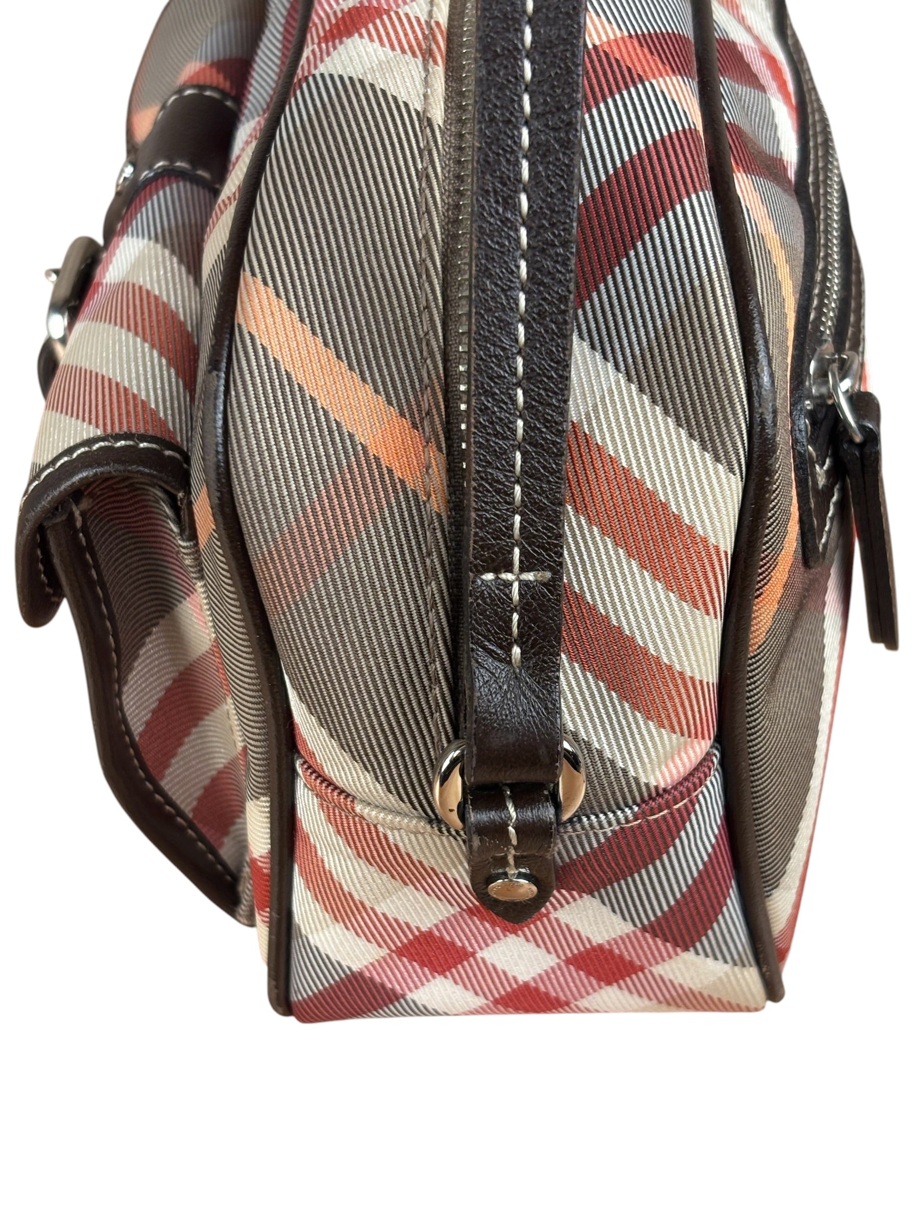 Burberry Nylon Leather Trim Nova Check Crossbody Bag