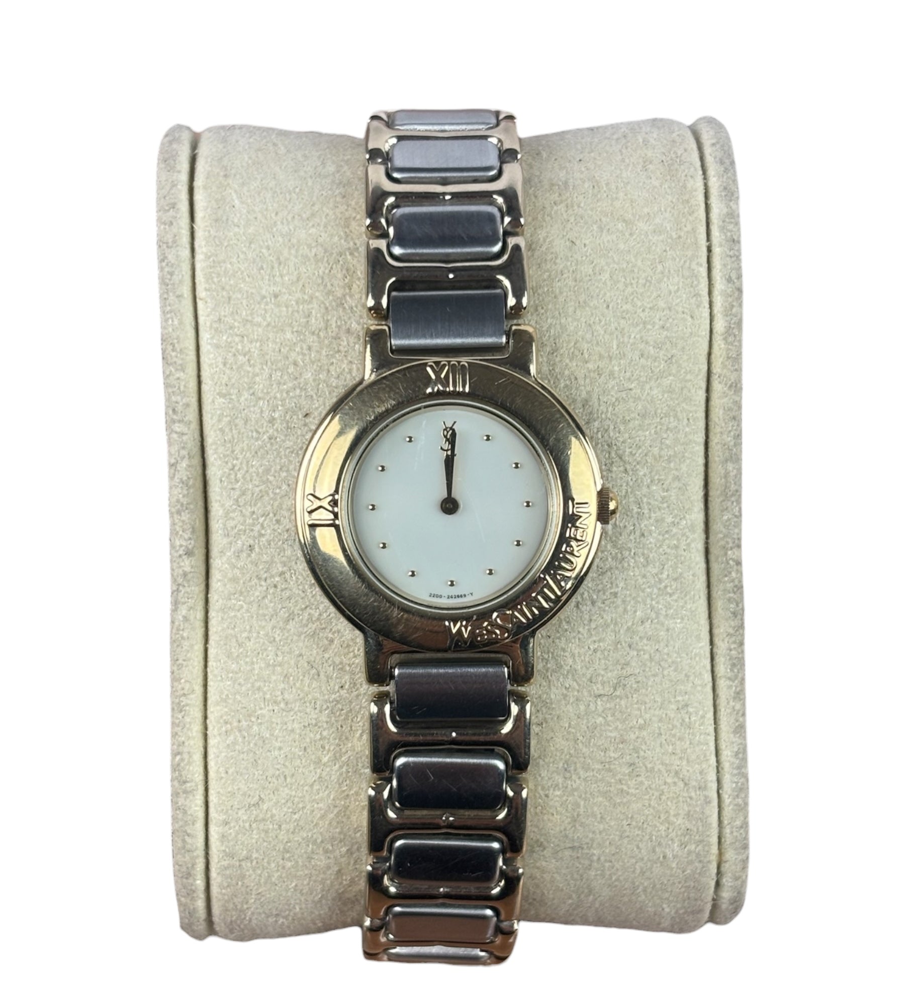 YSL 2 Tone White Dot Dial