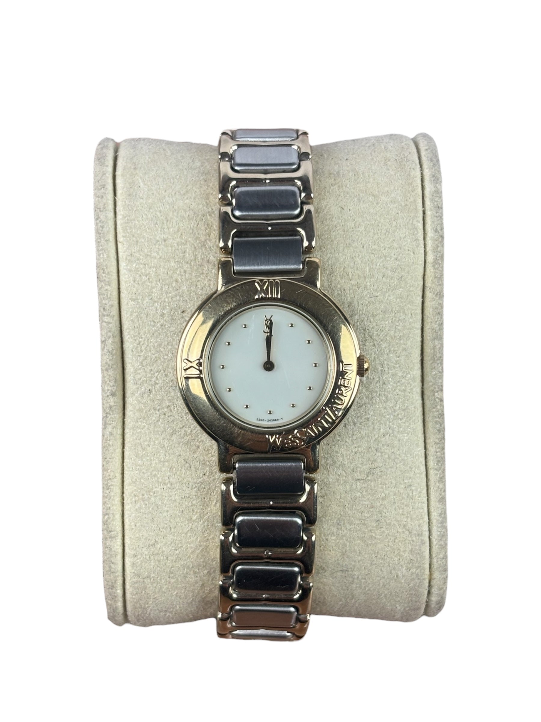 YSL 2 Tone White Dot Dial