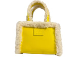 UGG x Telfar Yellow Patent Leather Fur Trim Small Shopper Crinkle In Taxi Tote
