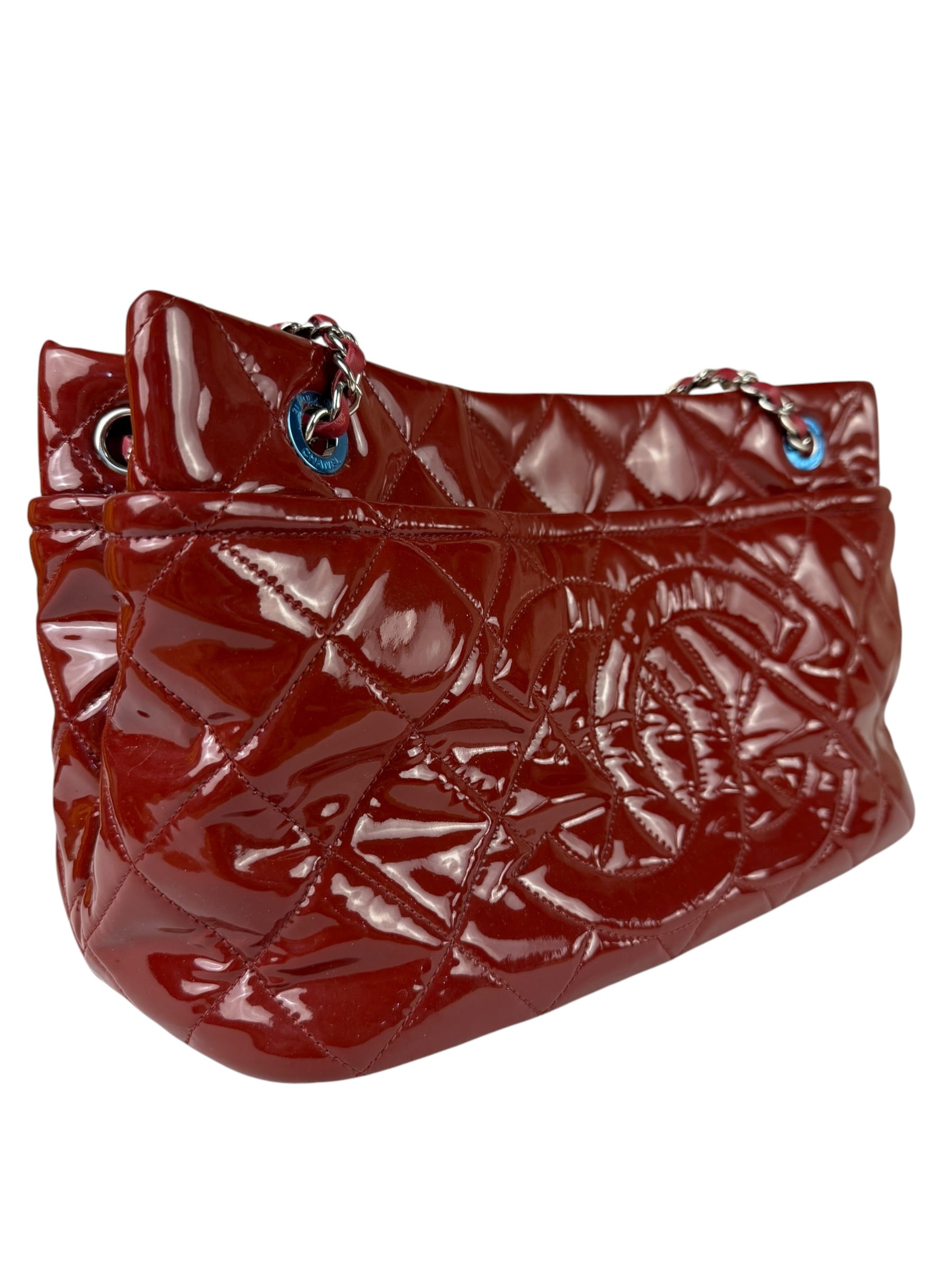 Chanel Patent Red Quilted S Shopper Tote 2013