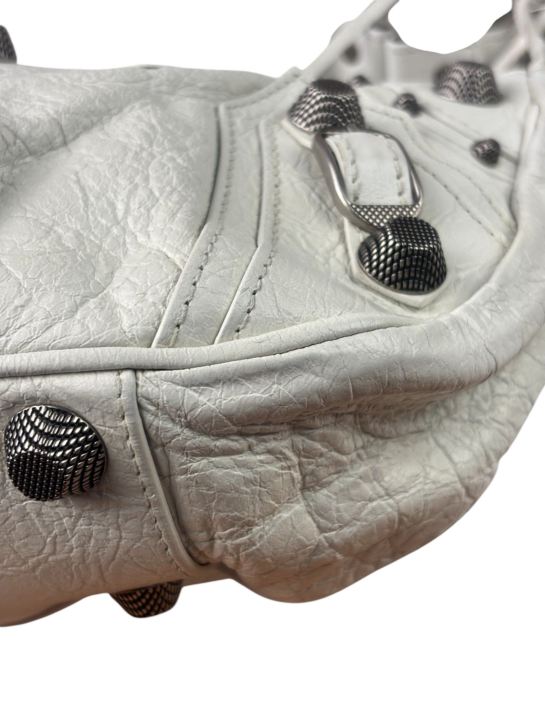 Balenciaga White Lambskin Le Cagole Shoulder Bag
