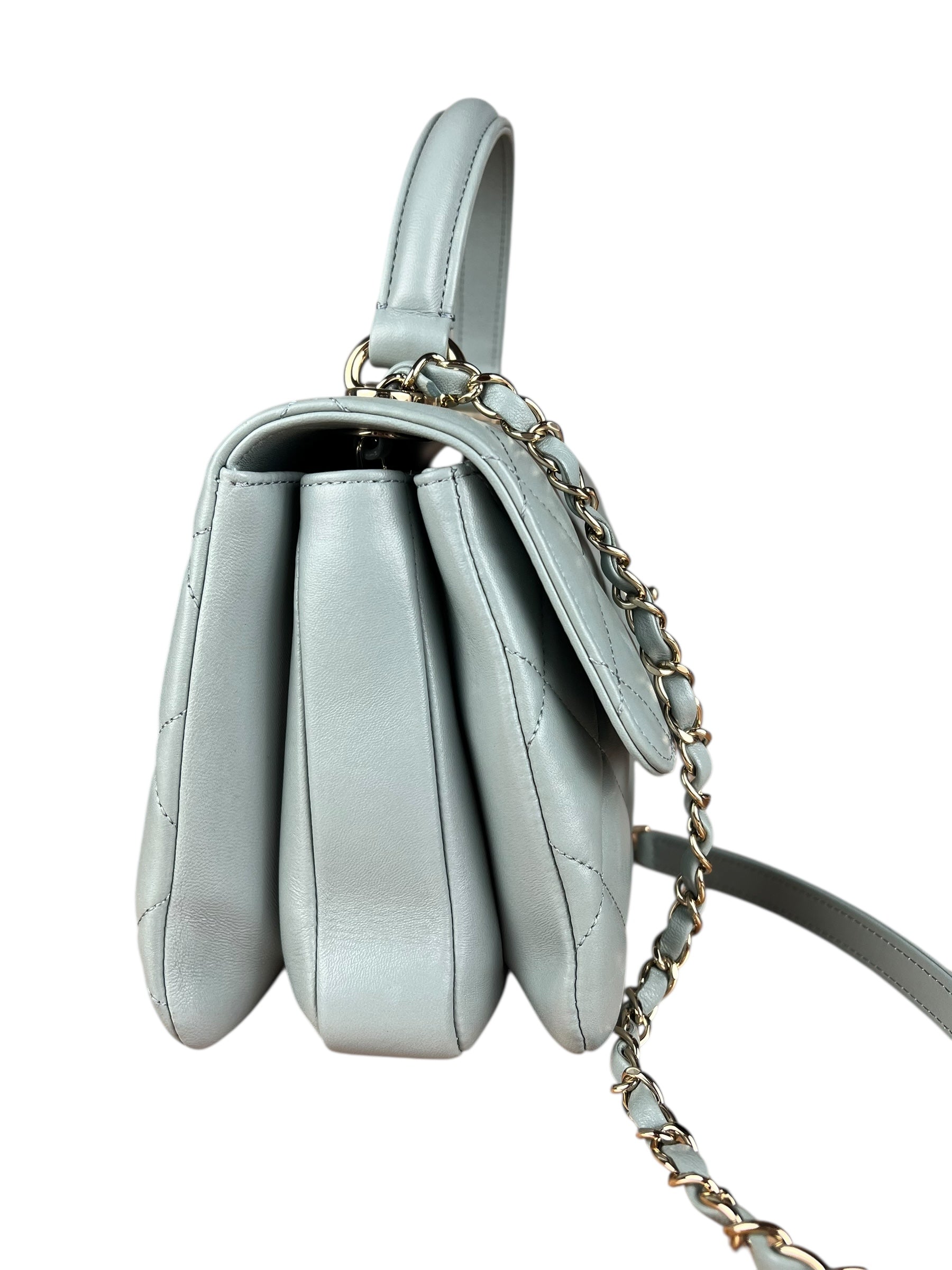 Chanel CC Trendy Blue Leather Flap Top Handle Bag