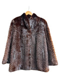 Vintage Moonbat Dark Brown Chevron Pattern Mink Fur Coat