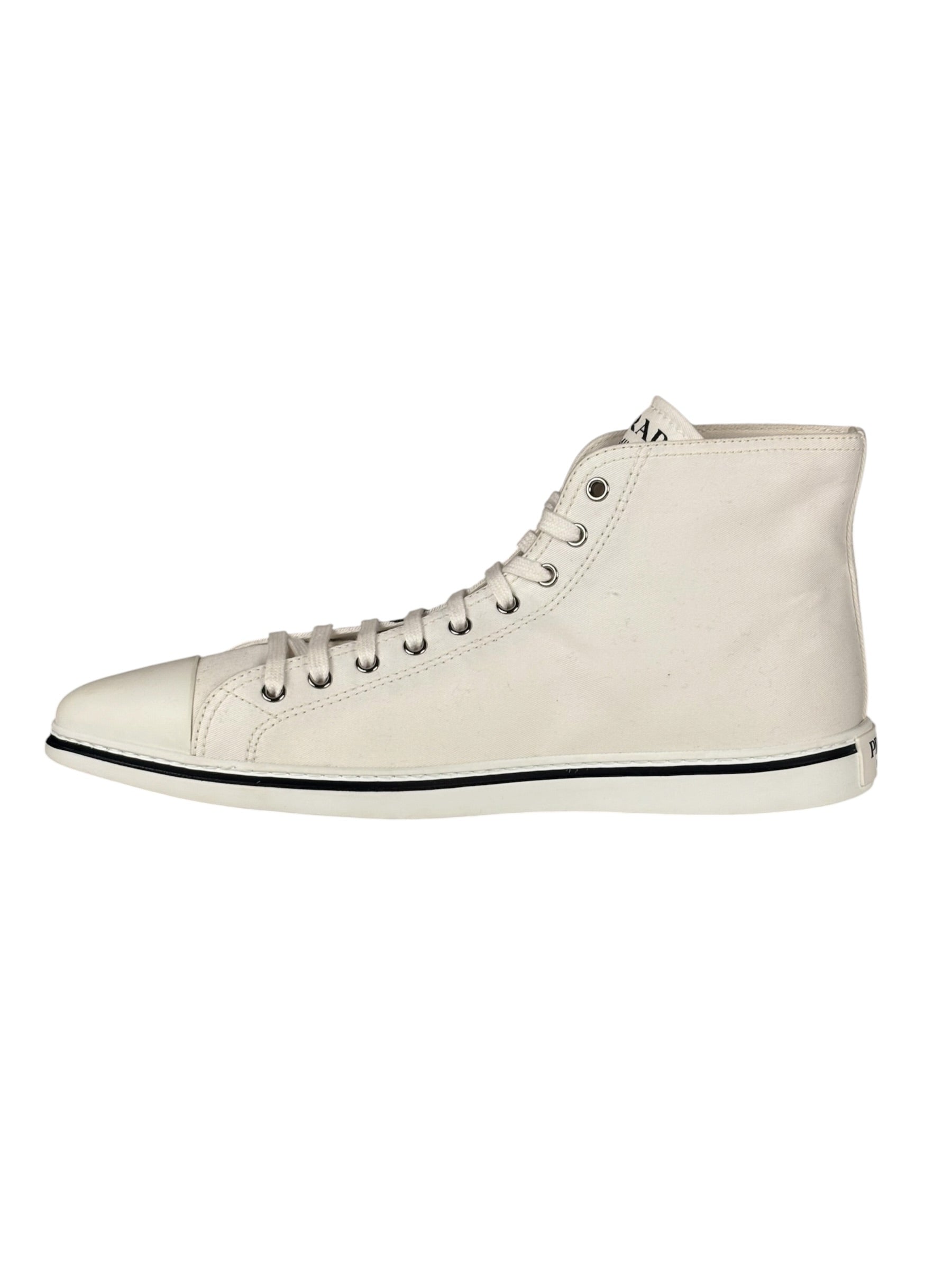 Prada Canvas Olka Dot High Top Point Sneakers