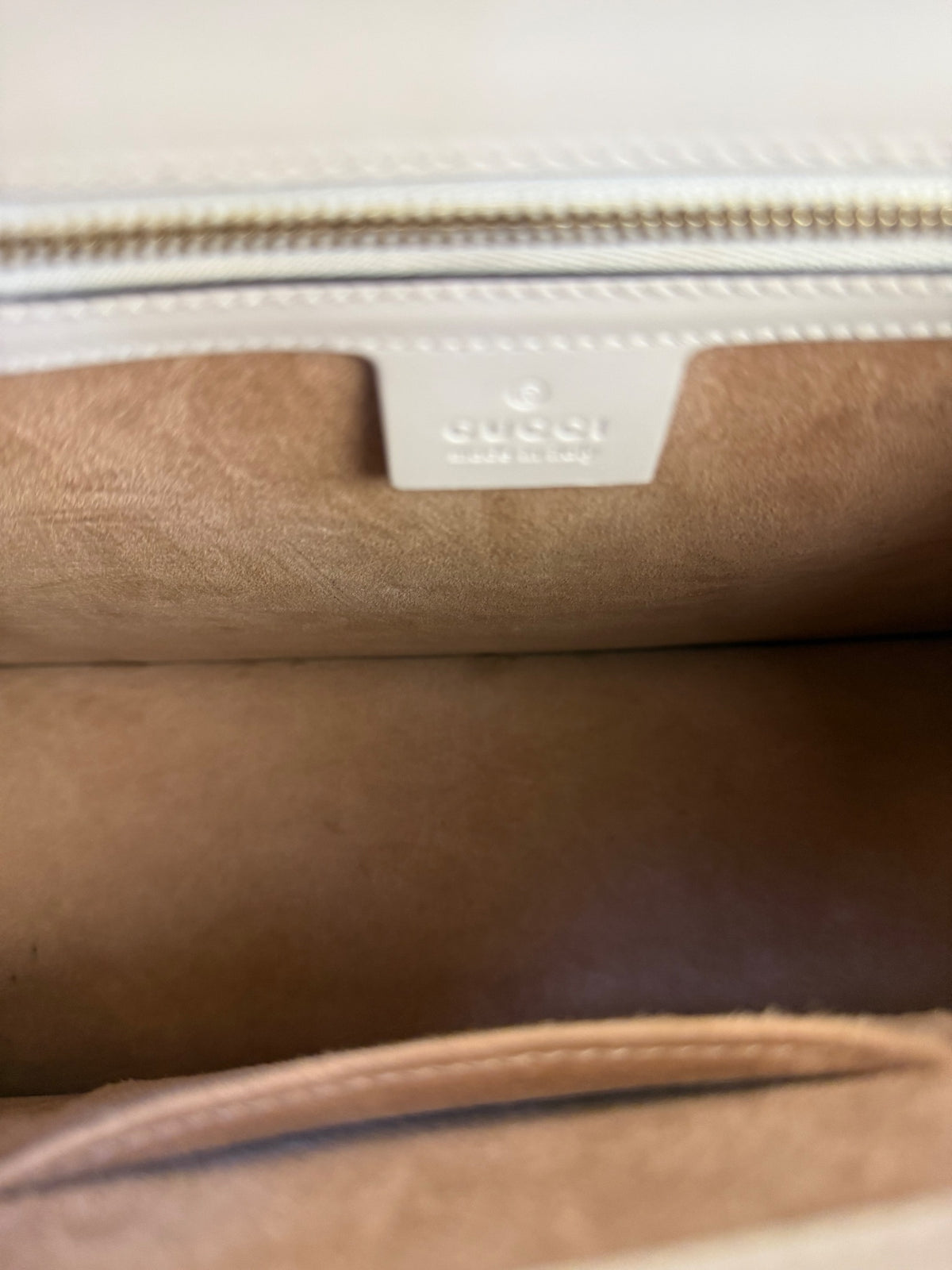 Gucci White Leather Sylvie Web Strap Top Handle