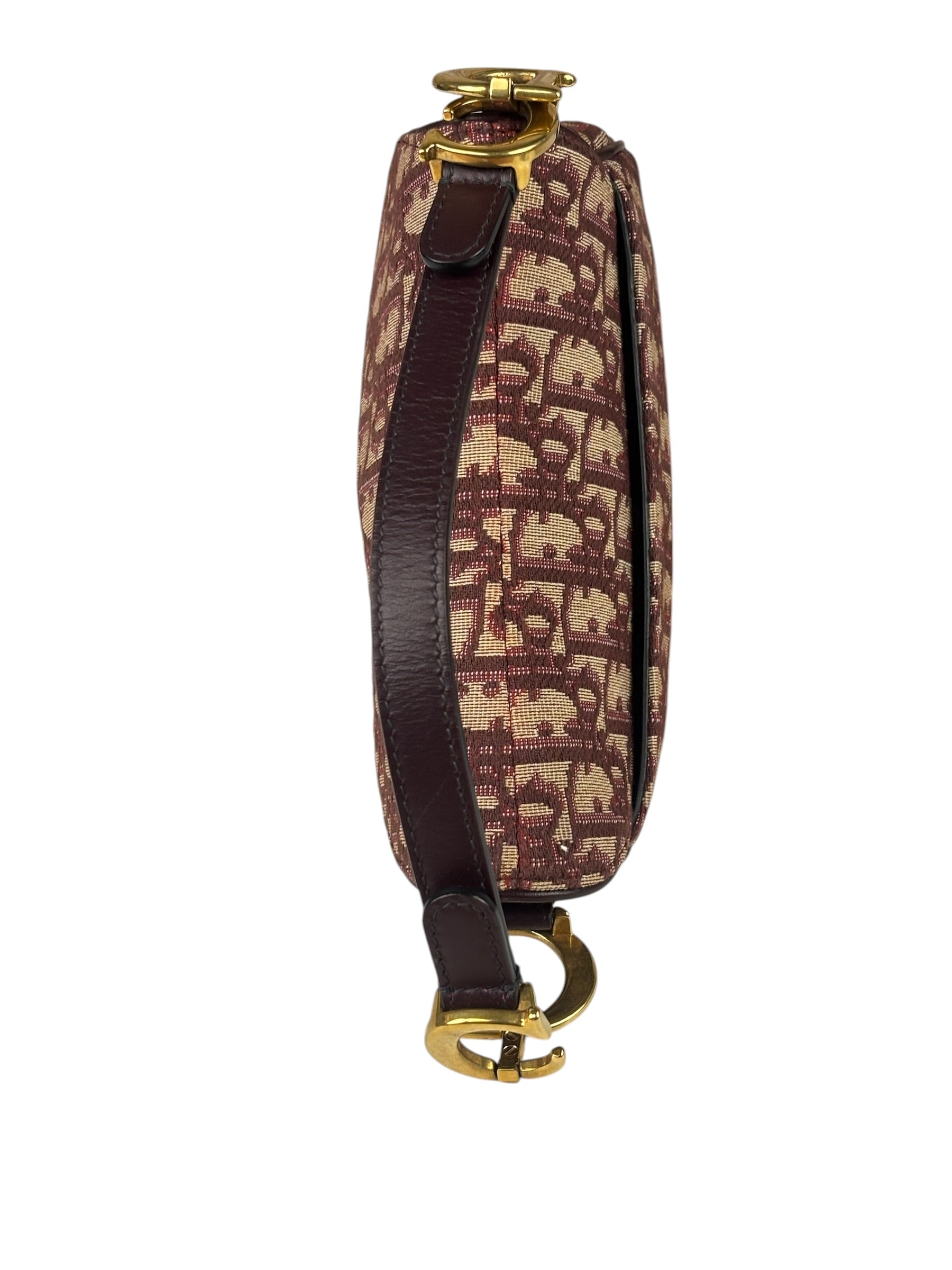 Christian Dior Burgundy Trotter Mini Saddle Bag