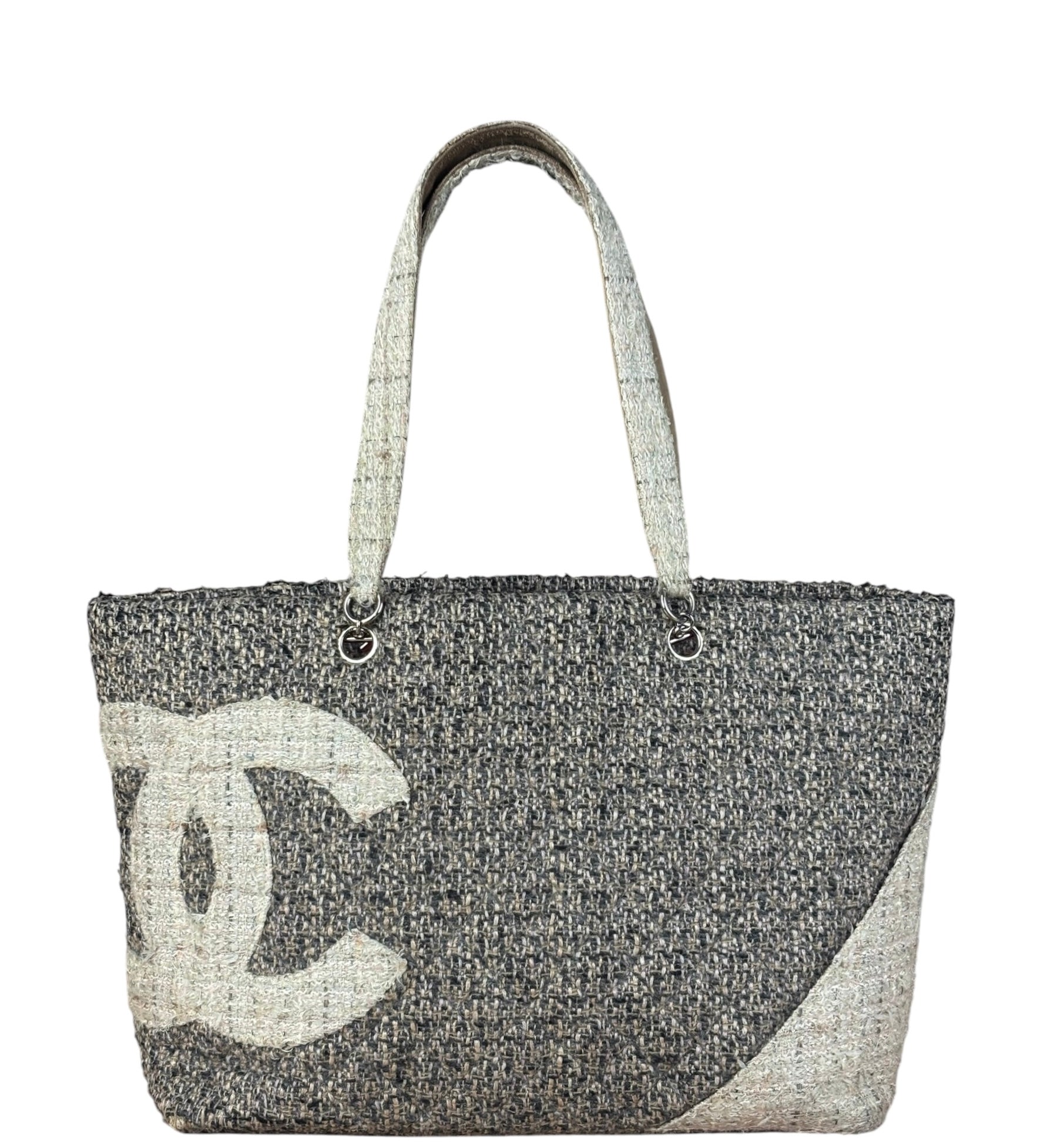 Chanel Grey Tweed Cambon Line Tote Bag 2004