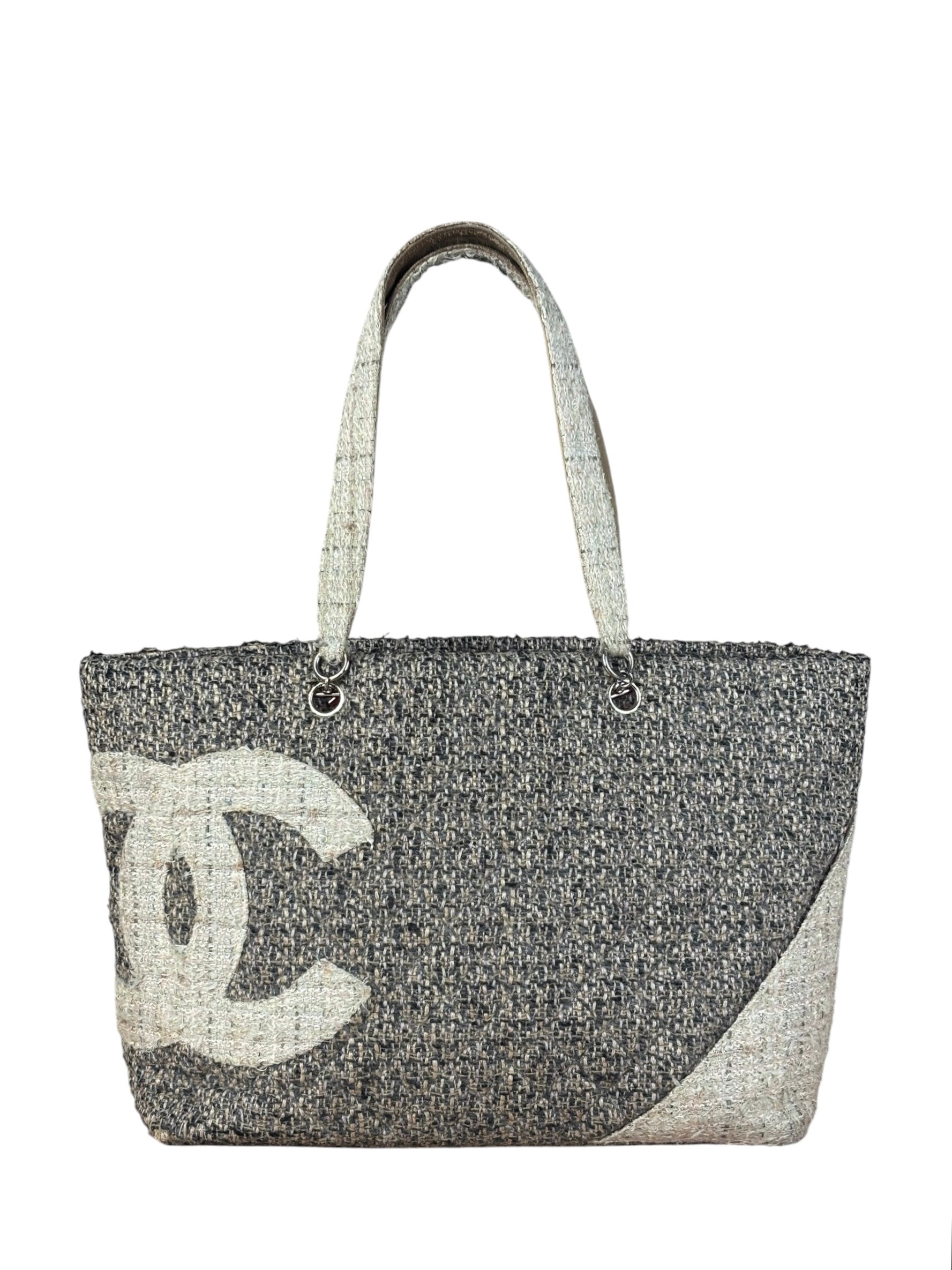 Chanel Grey Tweed Cambon Line Tote Bag 2004