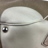Prada Beige/Cream Leather Trim Logo Jacquard Hobo Bag