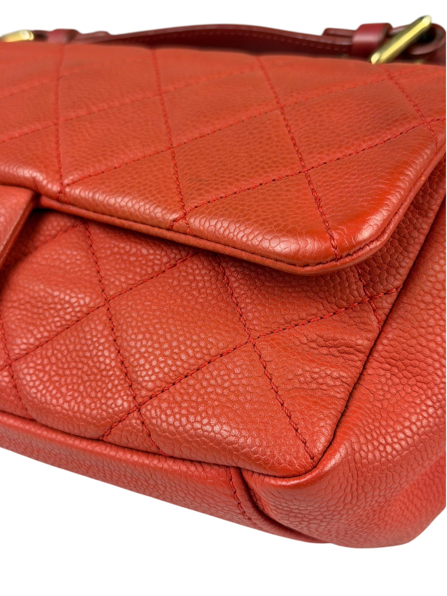 Chanel Red Quilted Caviar Leather Timeless Shoulder Bag 2012