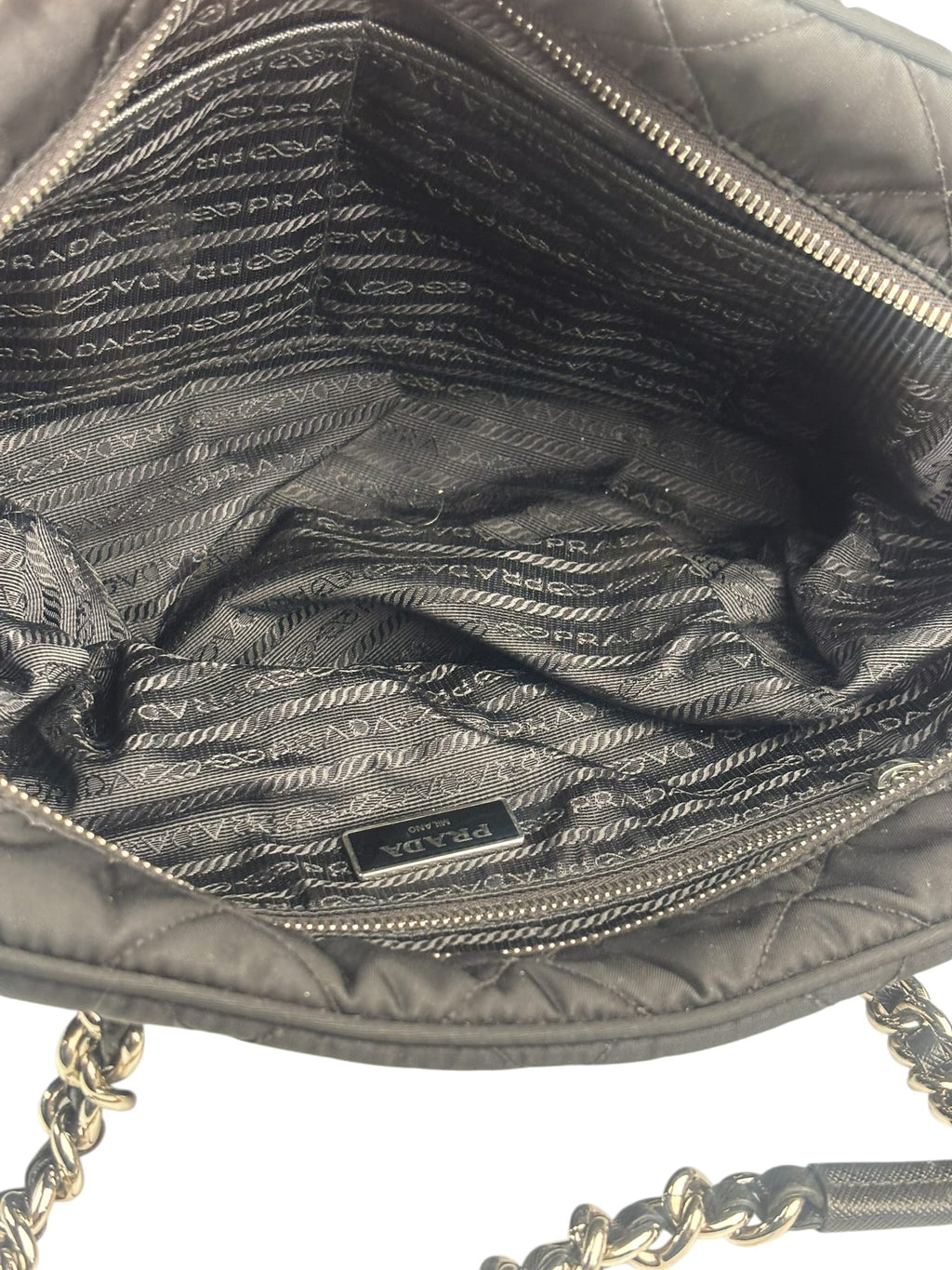 Prada Black Quilted Tessuto Nylon/Leather Trim Large Camera Bag