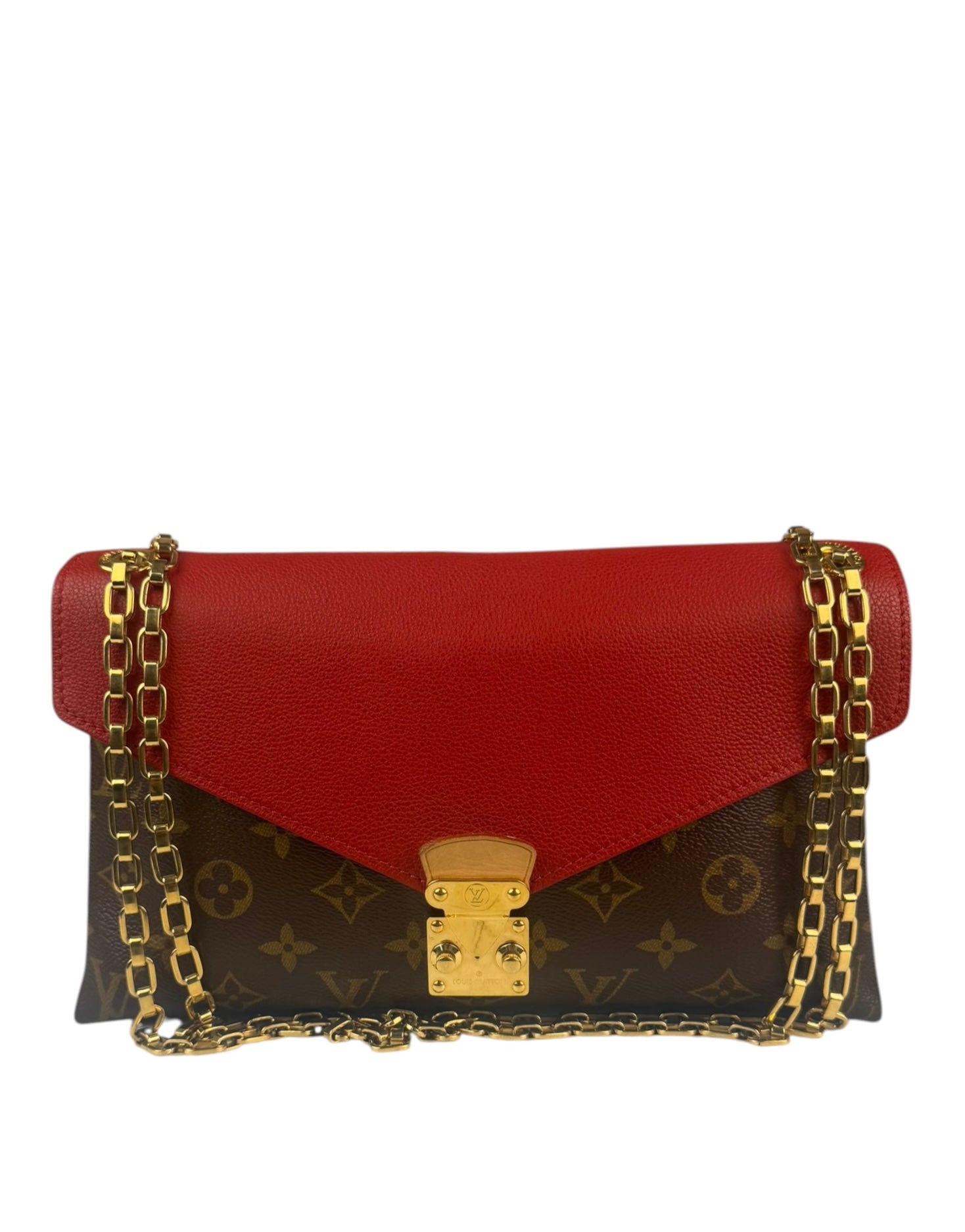 Louis Vuitton LV Monogram Red Leather Pallas Chain Bag