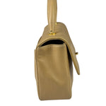 Chanel Vintage Beige Lambskin Chevron Coco Handle Flap Two-Way Bag 1991