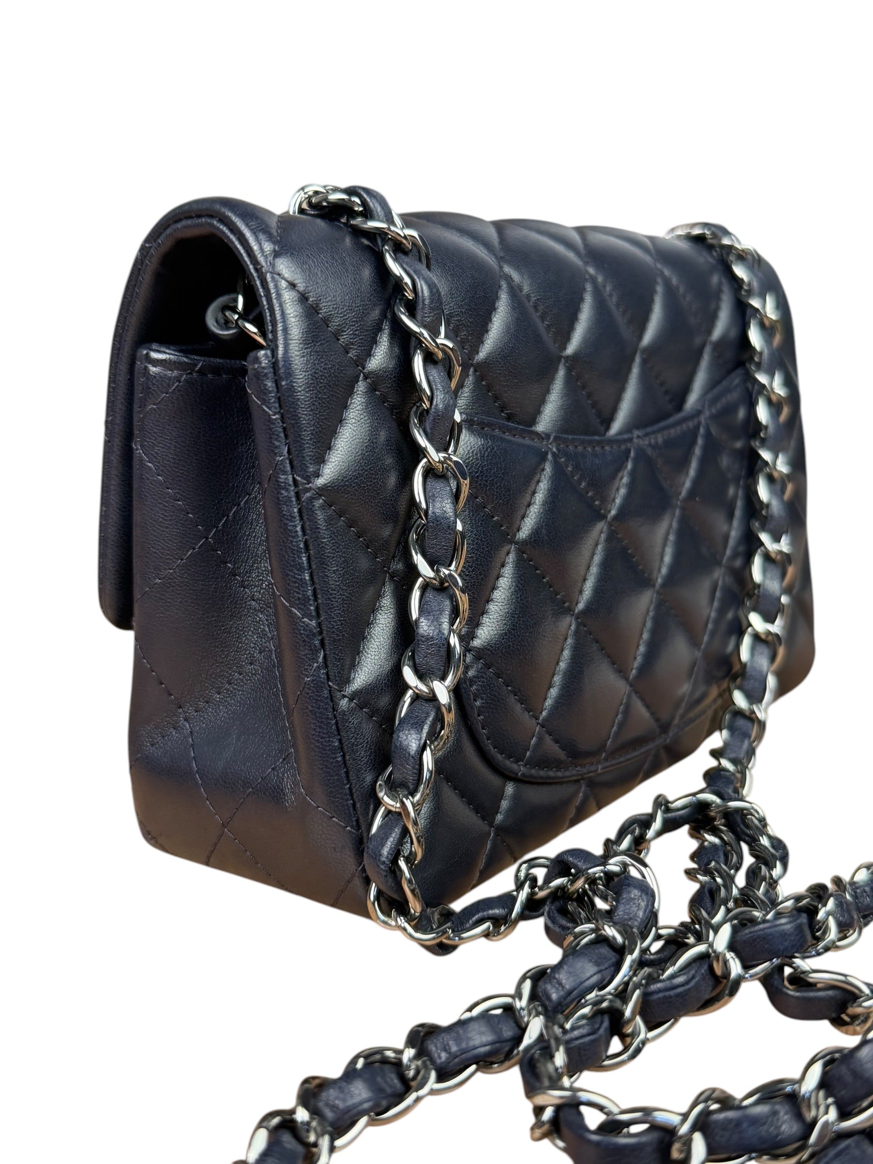 Chanel Iridescent Blue Quilted Leather Mini Flap Bag 2017