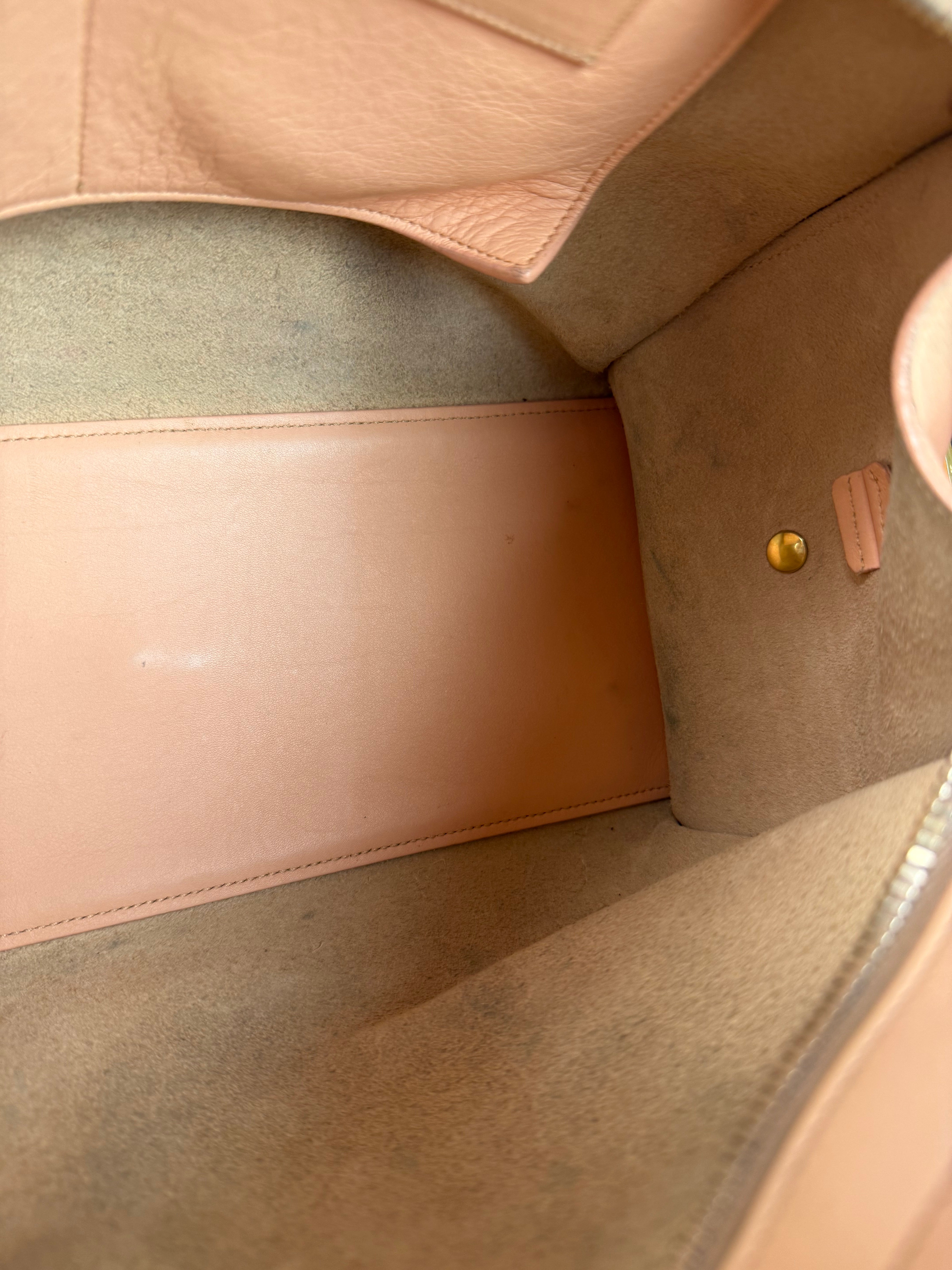 YSL Vintage Classic Y Cabas Peach Leather 2Way Handbag