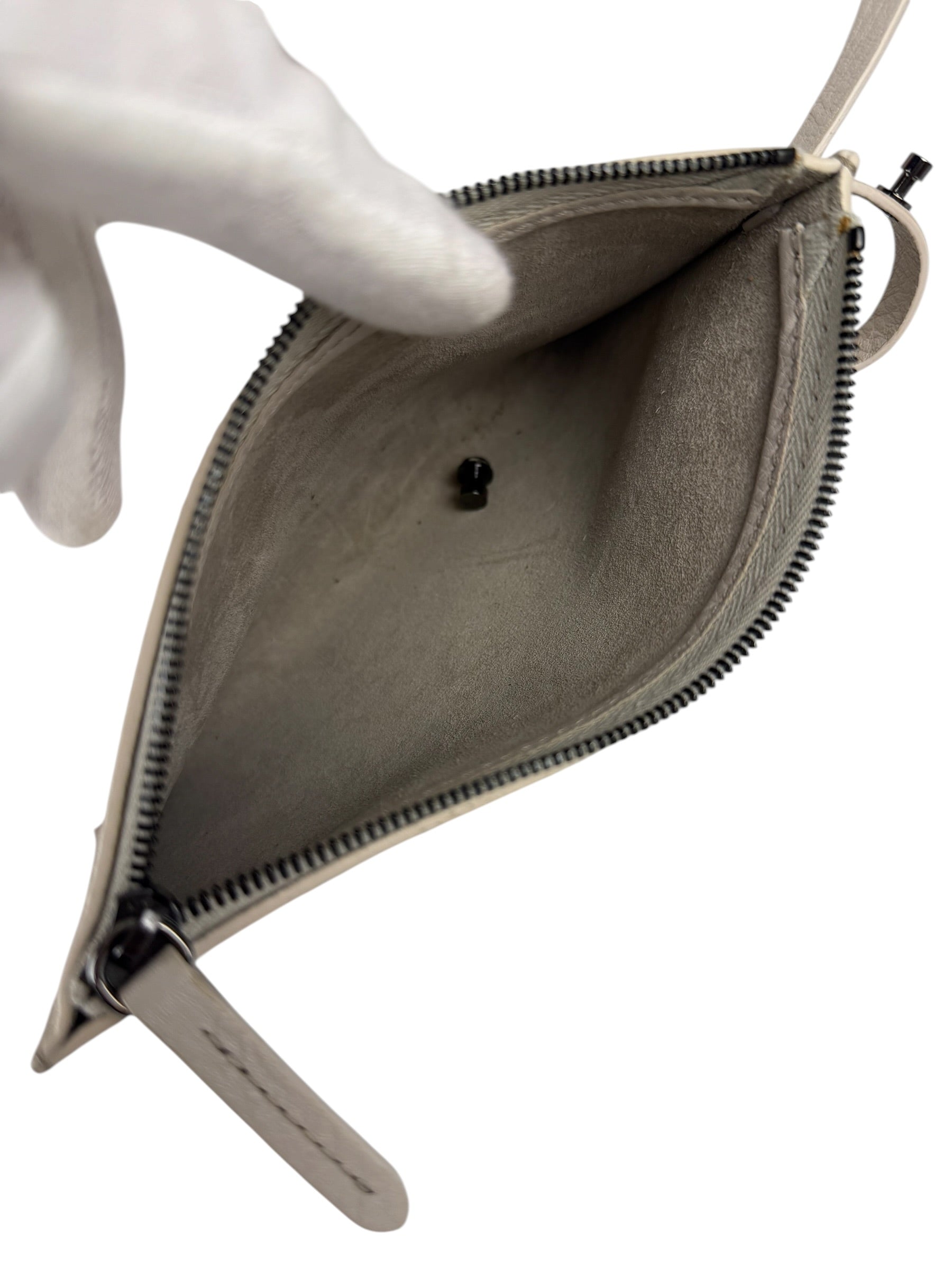 Brunello Cucinelli Ivory Grained Leather Shoulder Bag