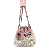Chanel Pink Lambskin Trim Woven Lax Accordion Shoulder Bag 1997