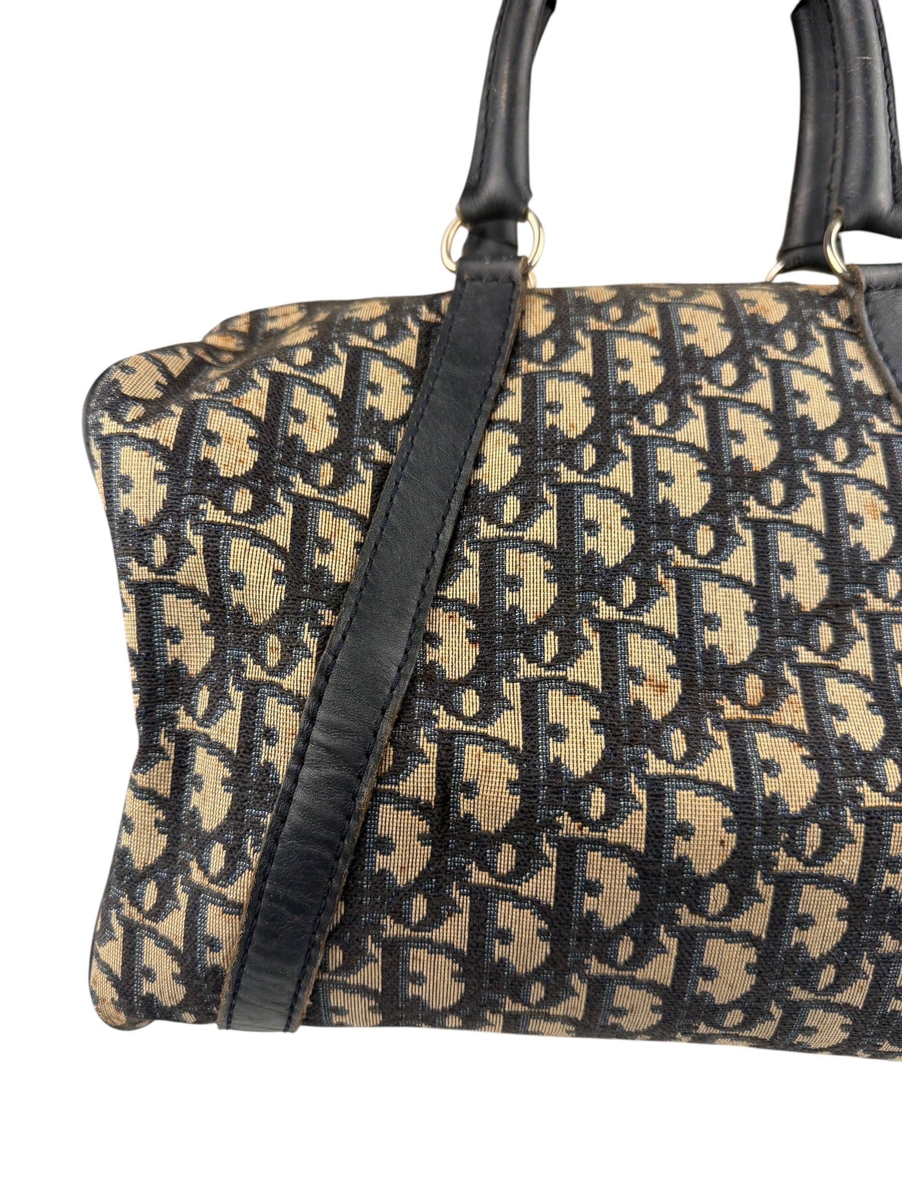 Christian Dior Vintage Canvas Monogram Trotter Oblique Boston Hand Bag