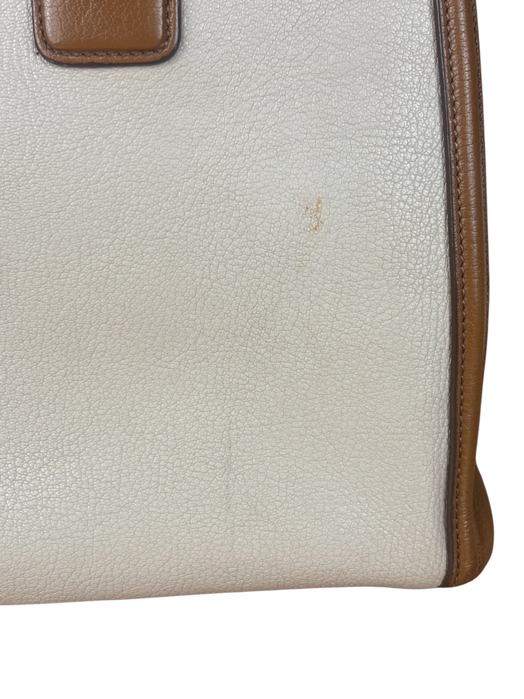 Miu Miu Beige/Brown Bicolor Leather Madras Handbag