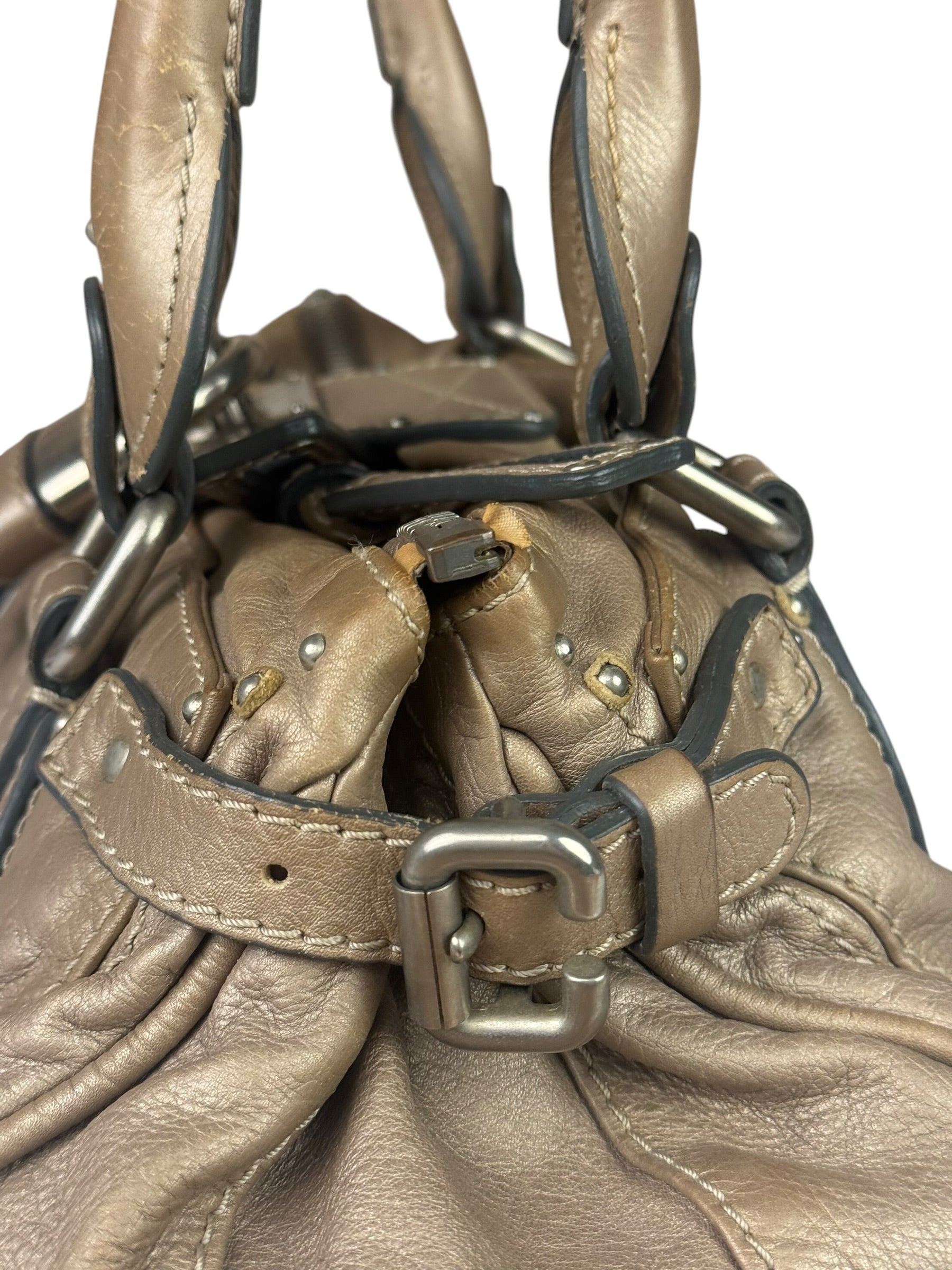 Chloe Bronze Leather Paddington Shoulder Bag