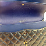 Chanel Perl Glossy Blue Quilted Patent Leather Double Flap Bag 2012