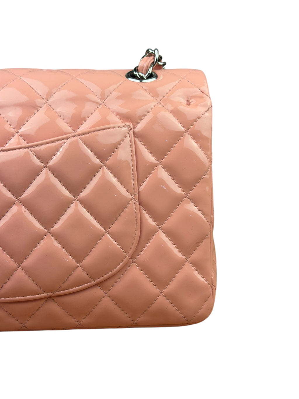Chanel Baby Pink Quilted M Double Patent Flap 2013