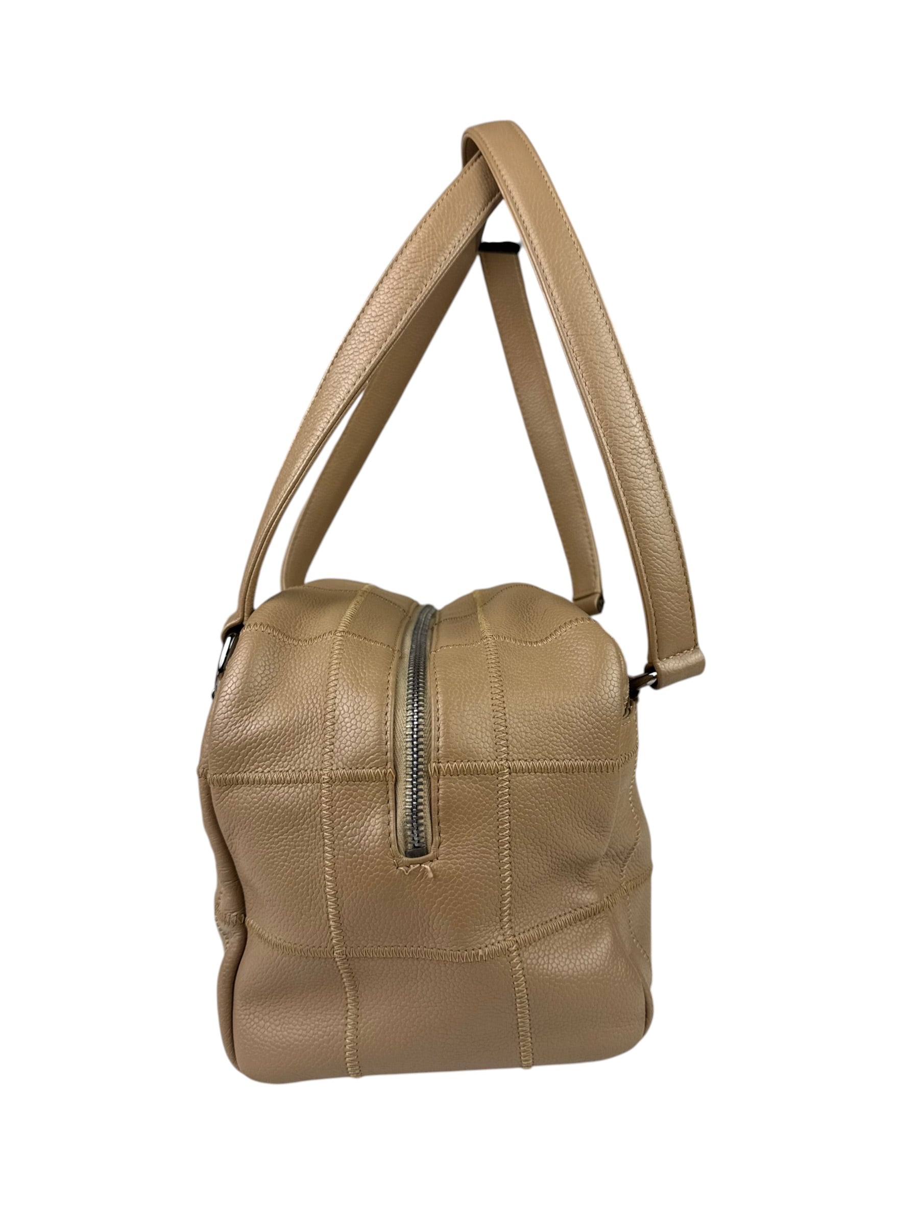 Chanel Beige Leather Chocolate Bar Bowler Bag 2004