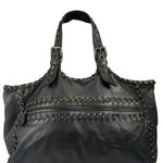 Bottega Veneta Dark Grey Leather Studded Shoulder Bag