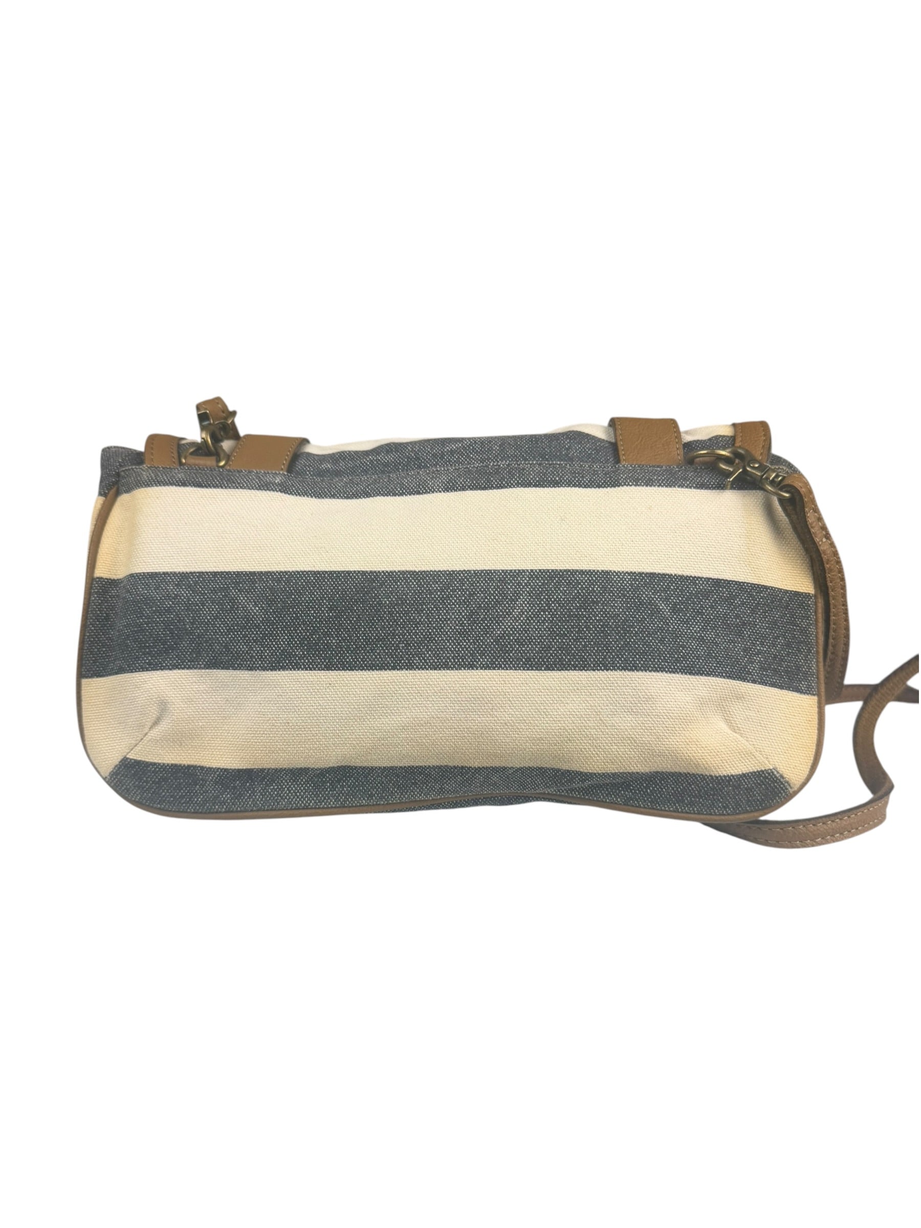 Burberrry Multicolor Leather Trim Striped Crossbody Bag