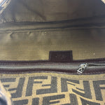 Fendi Brown Leather Trim Baguette