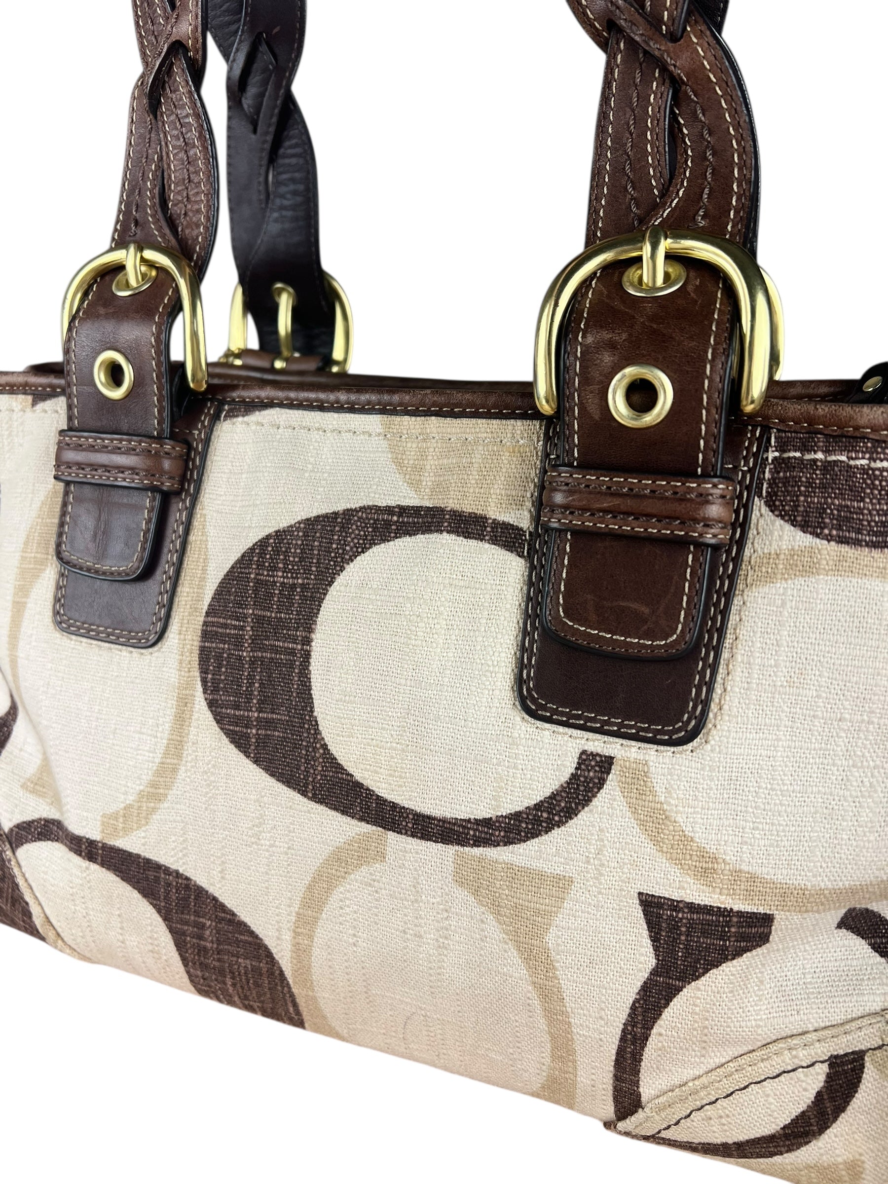 Coach Vintage Braided Strap Canvas Shoulder Bag