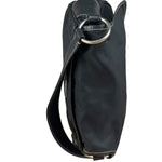 Damaged Prada Vintage Black Tessuto Nylon Leather Trim Saddle Flap Shoulder Bag