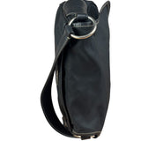 Damaged Prada Vintage Black Tessuto Nylon Leather Trim Saddle Flap Shoulder Bag