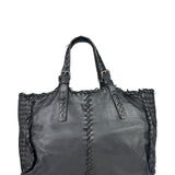 Bottega Veneta Black Intrecciato Fringe Shoulder Bag