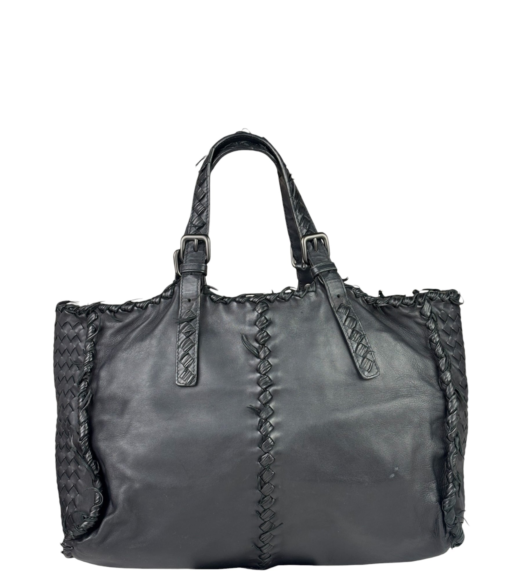 Bottega Veneta Black Intrecciato Fringe Shoulder Bag
