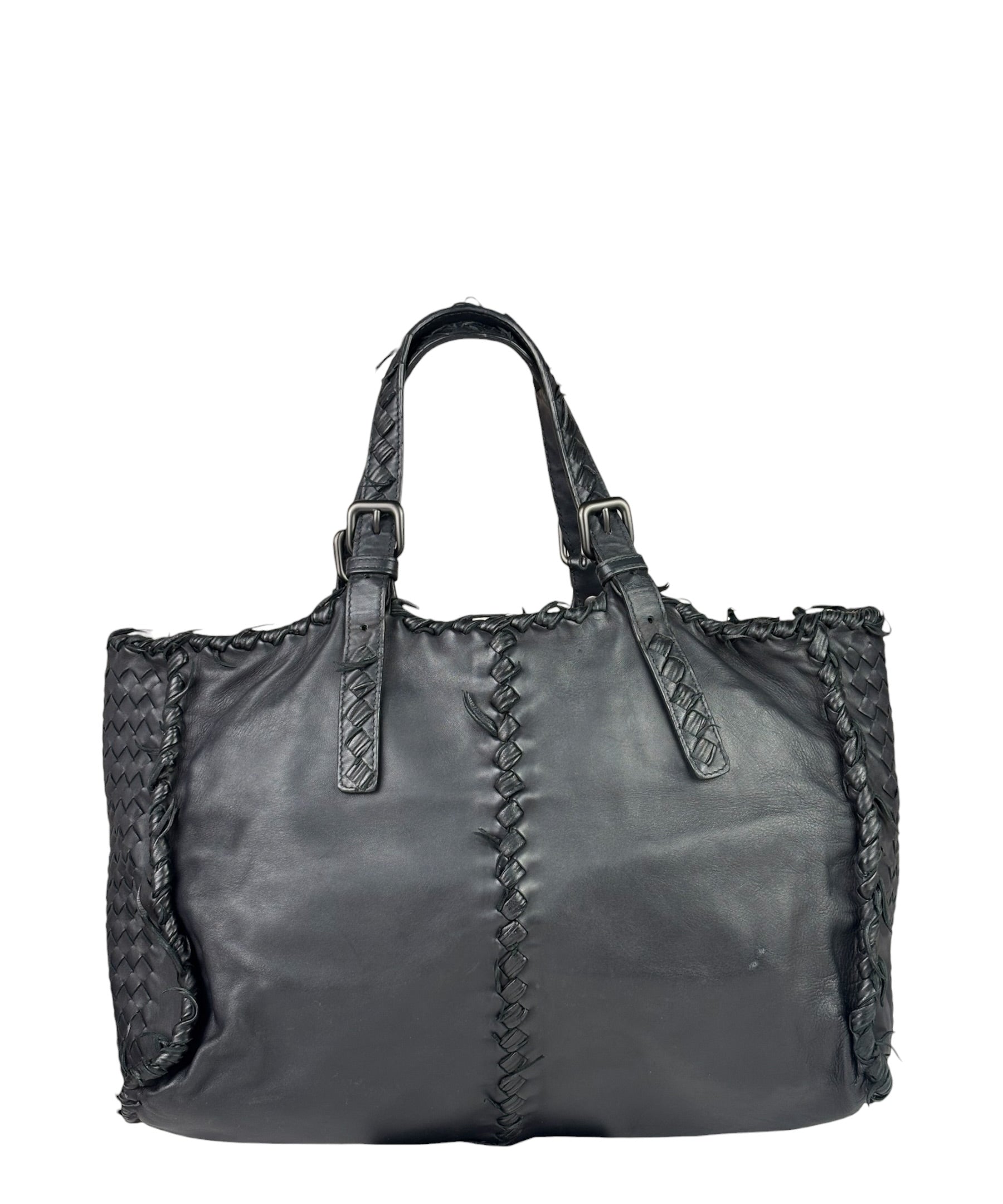 Bottega Veneta Black Intrecciato Fringe Shoulder Bag