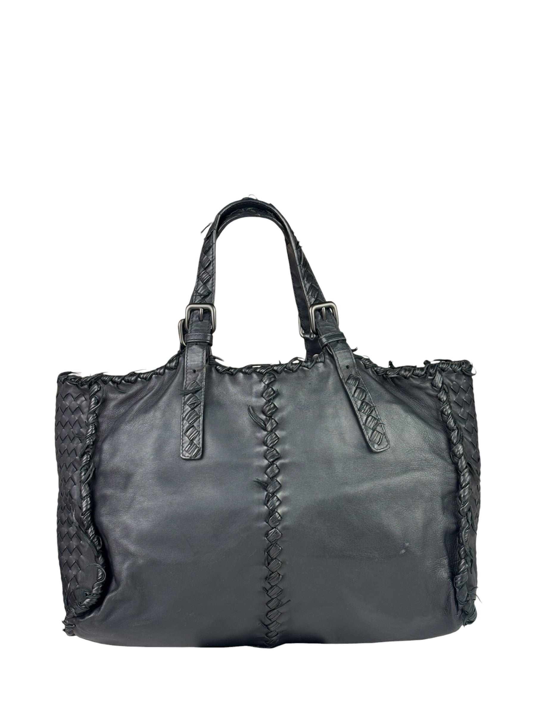 Bottega Veneta Black Intrecciato Fringe Shoulder Bag