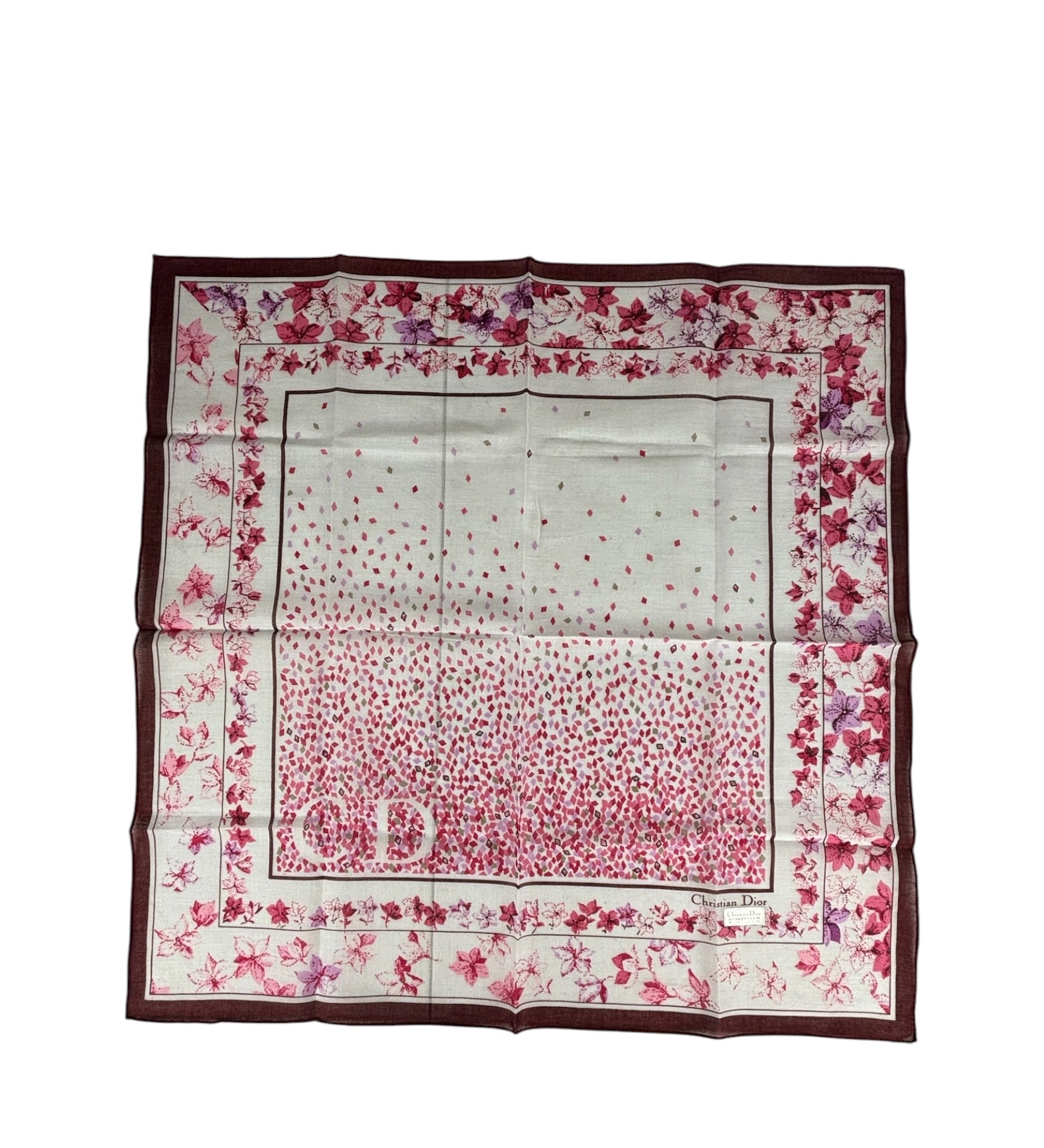 Christian Dior Vintage Floral Print Silk Handkerchief/Scarf