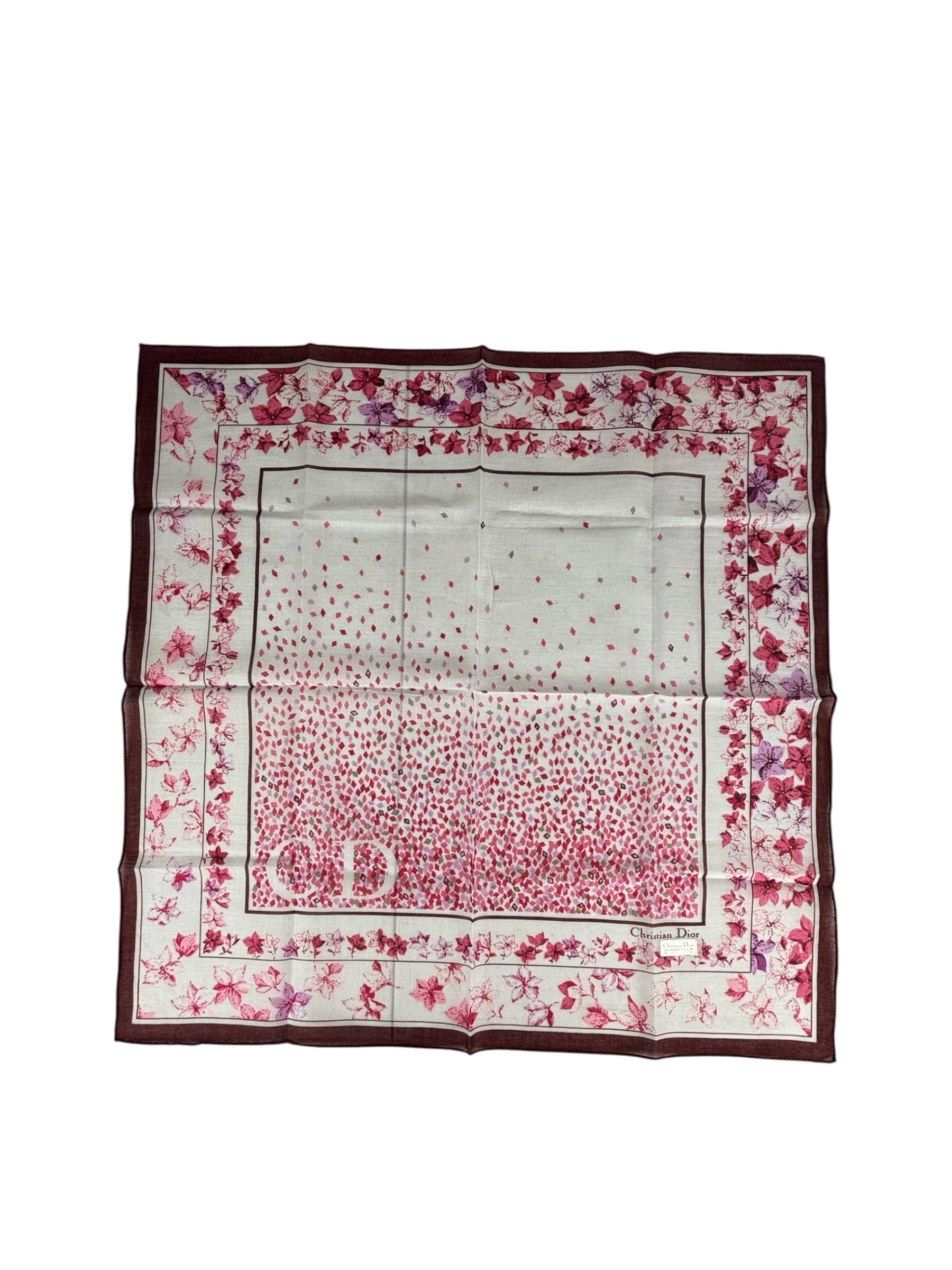 Christian Dior Vintage Floral Print Silk Handkerchief/Scarf