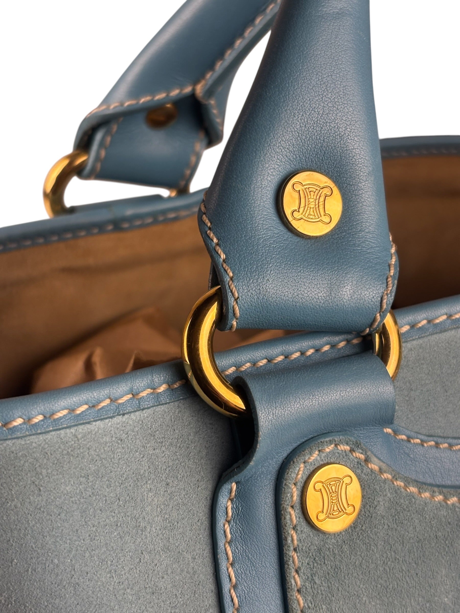 Celine Baby Blue Suede Leather Trip Boogie Handbag