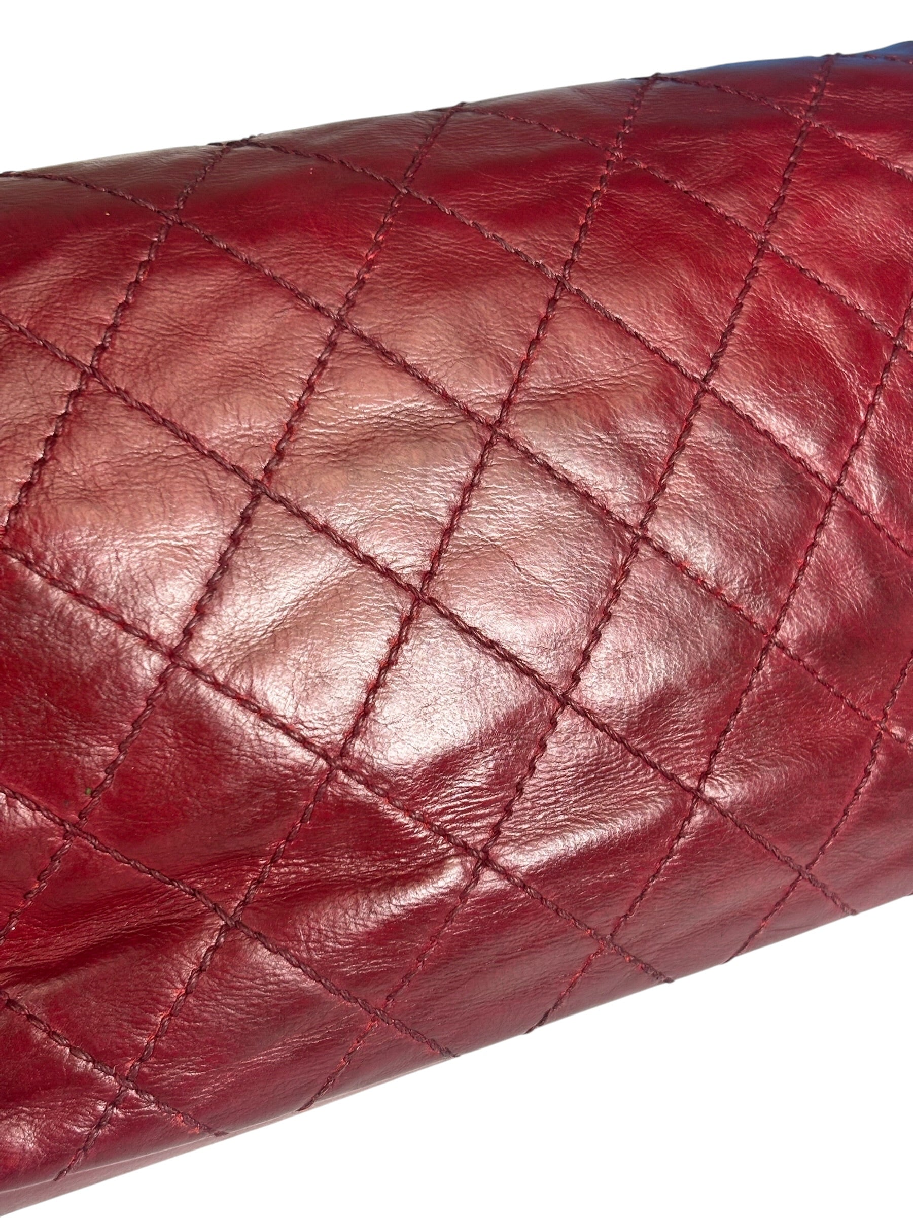Chanel Red Quilted Calfskin Glazed Medium Duo Flap Bag 2012