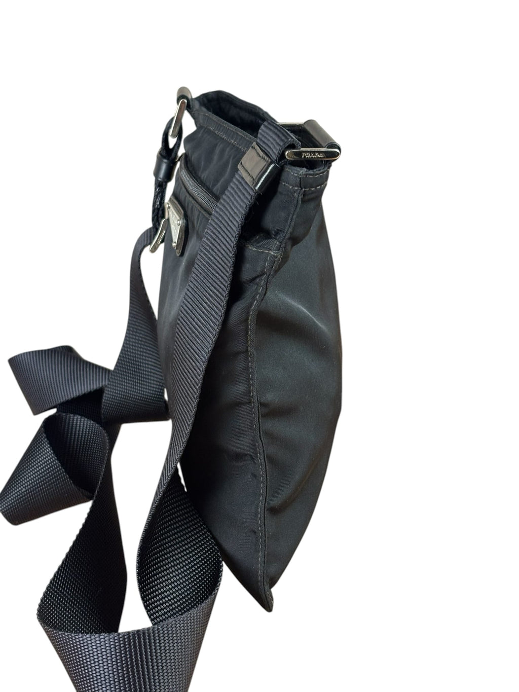 Prada Black Vela Nylon Flat Crossbody Bag
