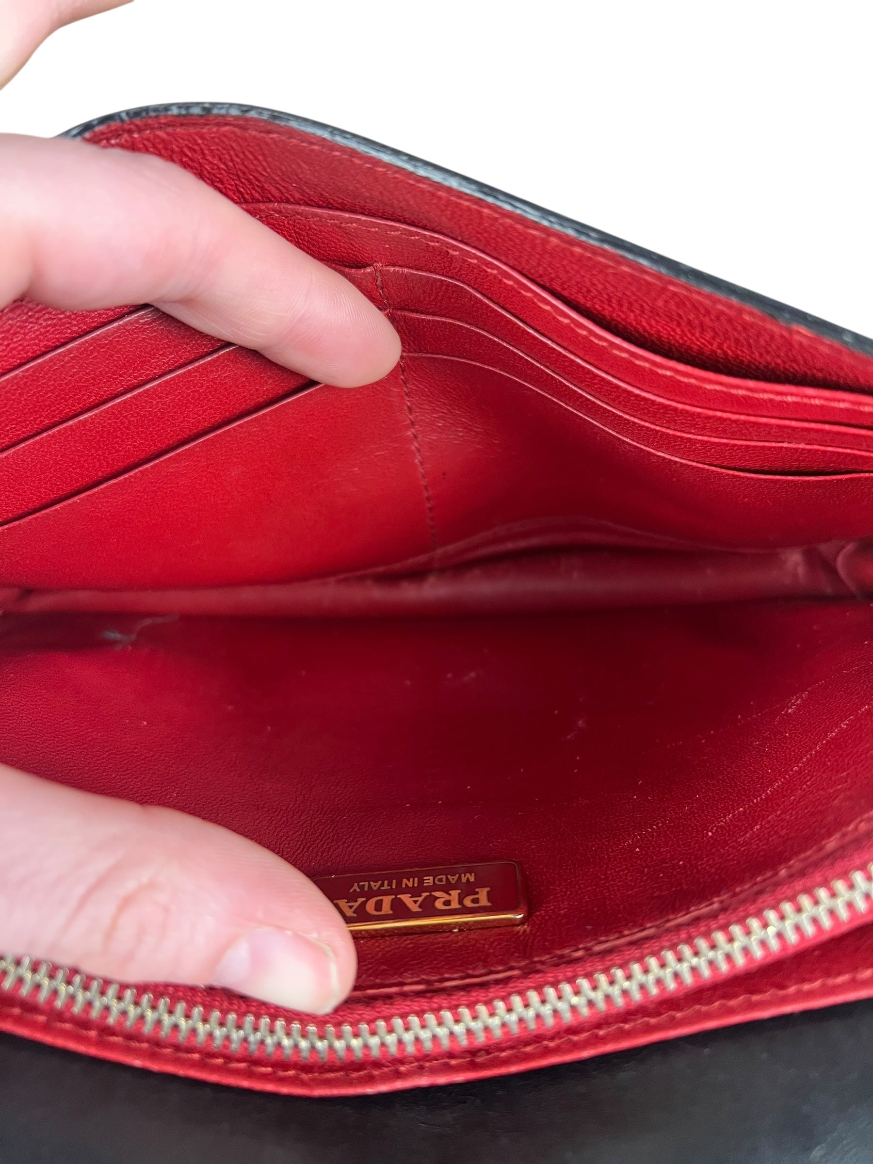 Prada Saffiano Lux Bow Crossbody Wallet