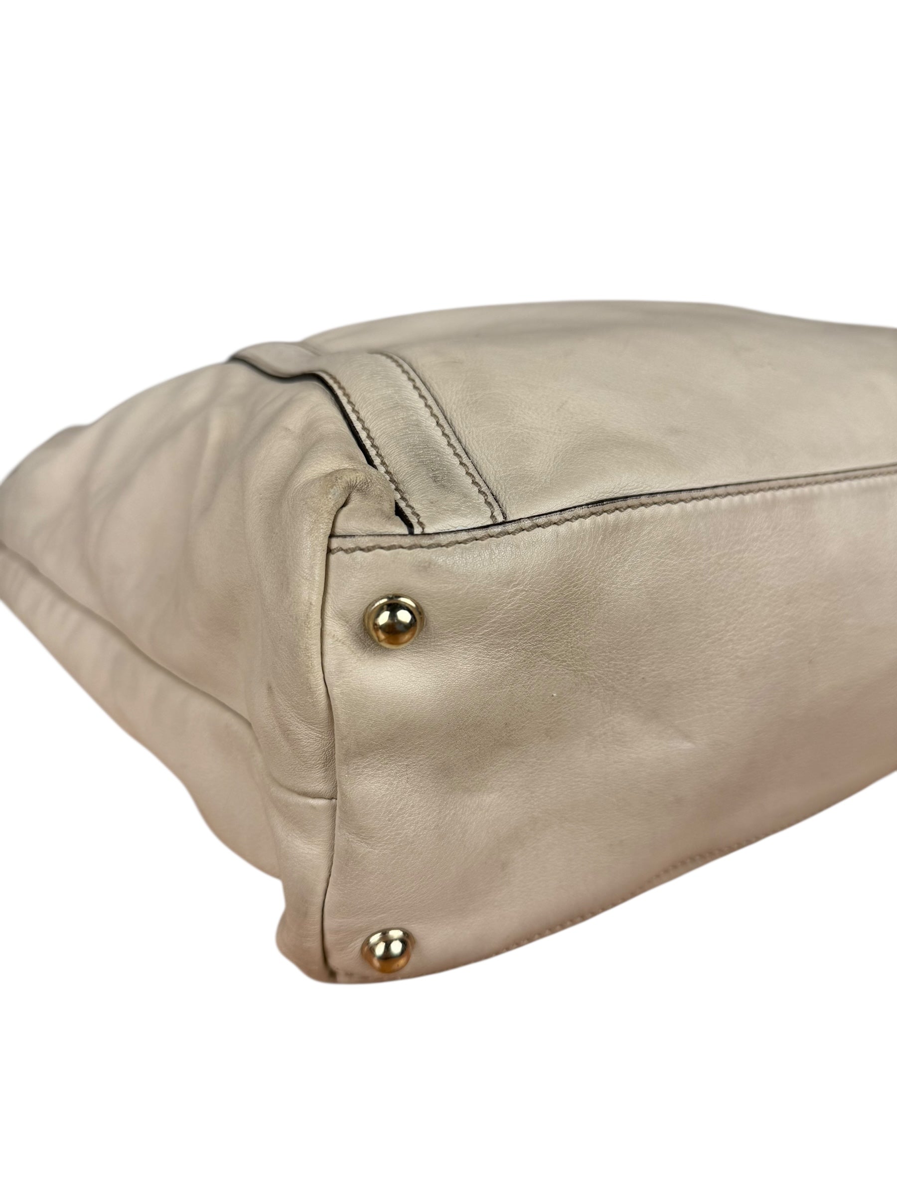 Gucci Britt Leather Tote Beige