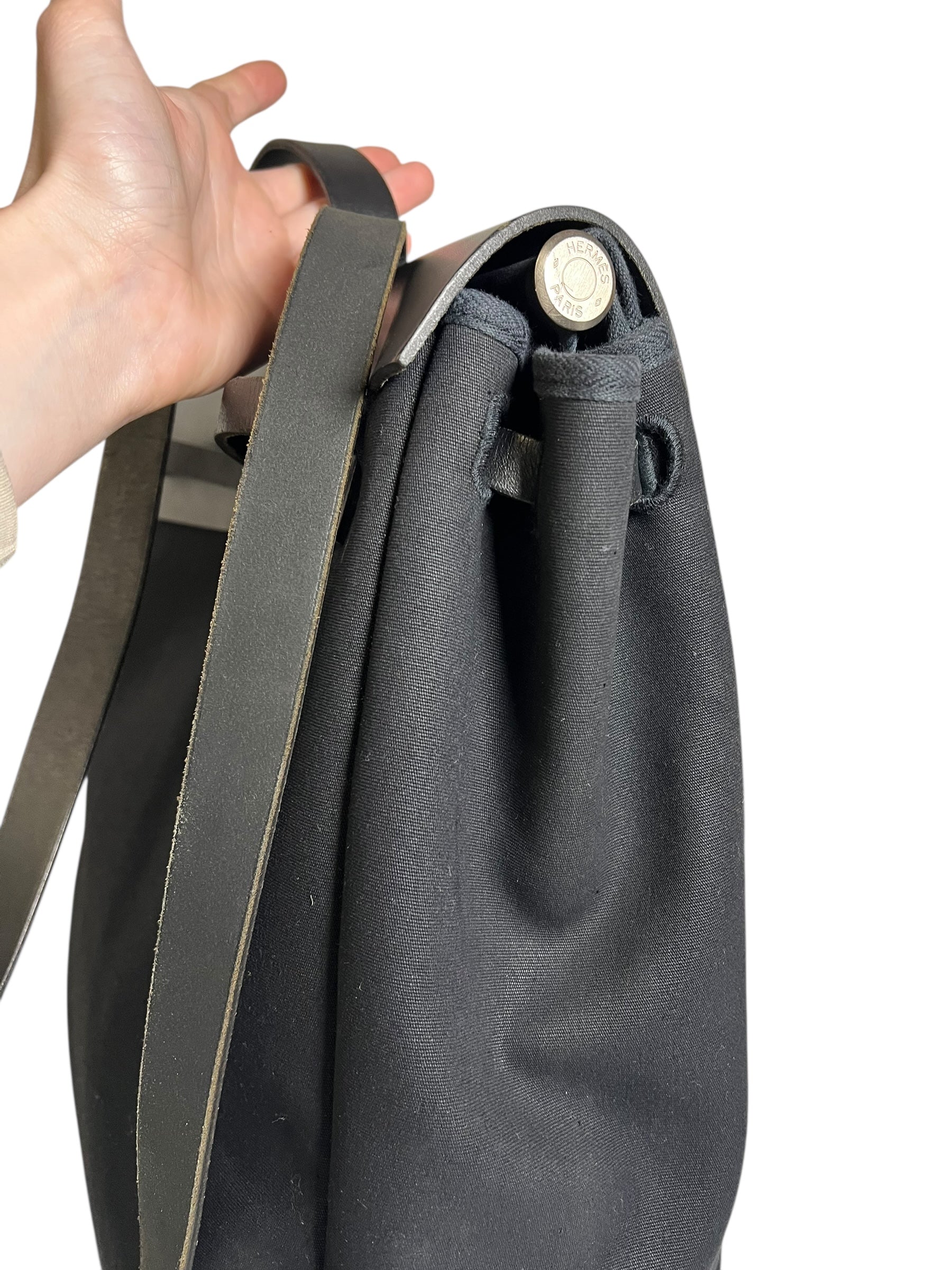 Hermes Black Toile Herbag 39 Handbag