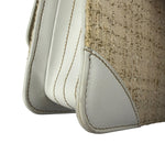 Chanel White Leather Trim Tweed Shoulder Bag 2001