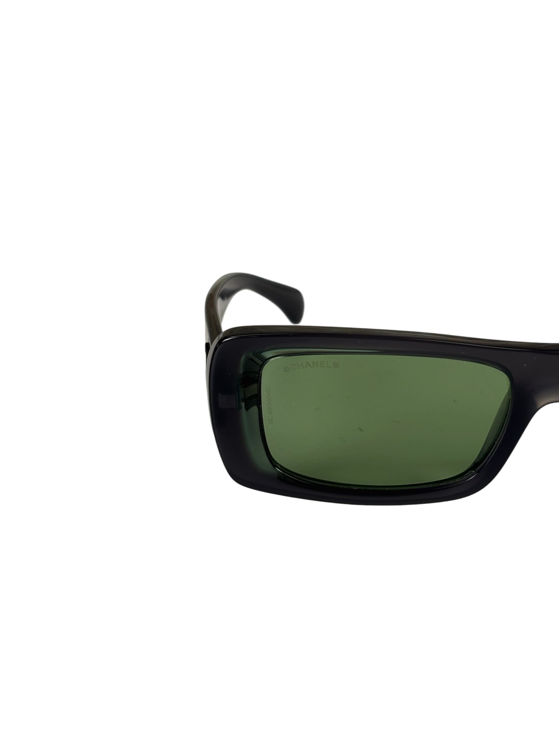 Chanel Grey/Green Rectangular 71687A Sunglasses
