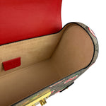 Gucci Red/Beige Leather GG Apple Print Padlock Bamboo Handbag