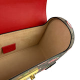 Gucci Red/Beige Leather GG Apple Print Padlock Bamboo Handbag